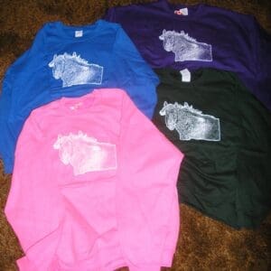 Four shirts with embroidered horses